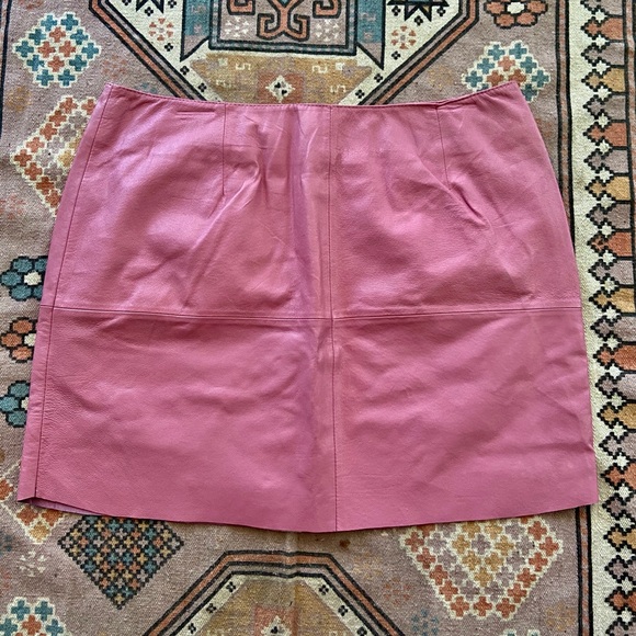 Pink leather vintage plus size skirt size 10-14 - Picture 2 of 8